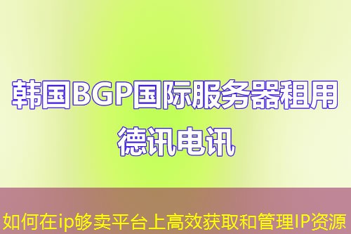 如何在ip夠賣平臺(tái)上高效獲取和管理IP資源